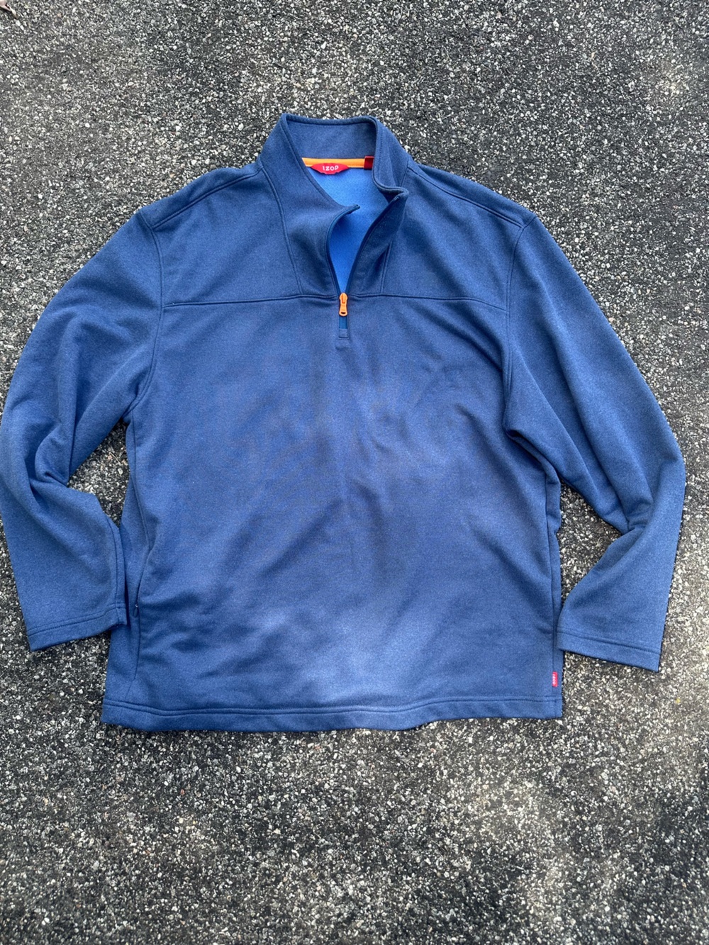 Izod Men's Navy Quarter-Zip Zip-Up Fleece Pullover